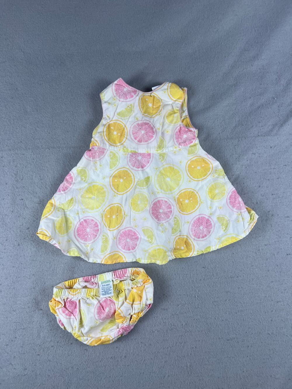 Vintage 2002 Gymboree Dress Diaper Cover Baby Girls 3-6M Citrus Lemon Grapefruit